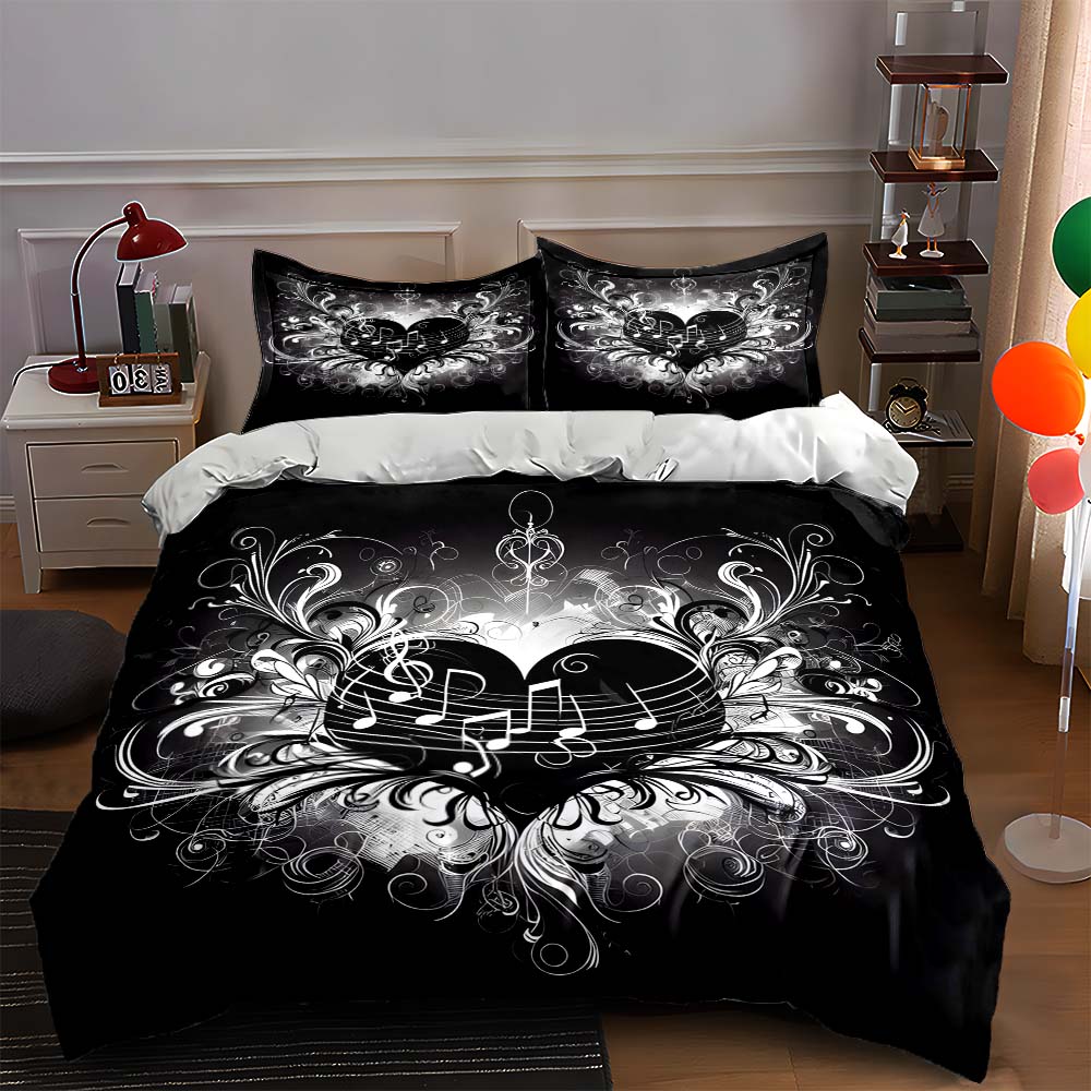 

Musical heart design. Bedding Duvet cover sets Duvet covers Pillowcases gifts (1 * Duvet Cover 2 * Pillowcases, without duvet insert) 135x200cm