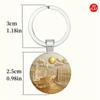 Water City Themed Glass Pendant Keyring With Zinc Alloy Construction For Collectors Gift