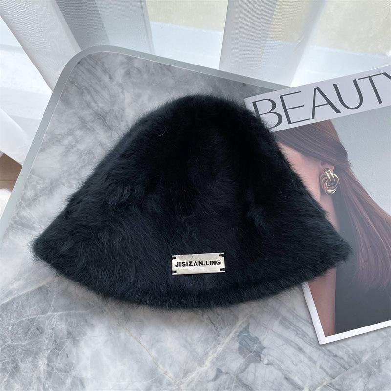 

Female Hat Fisherman Autumn And Winter Fashion Casual Warm Face Covering Hat Bucket Black