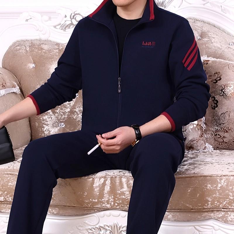 Men's Middle-Aged & Elderly Sportswear Set - Spring/Autumn Casual Two-Piece