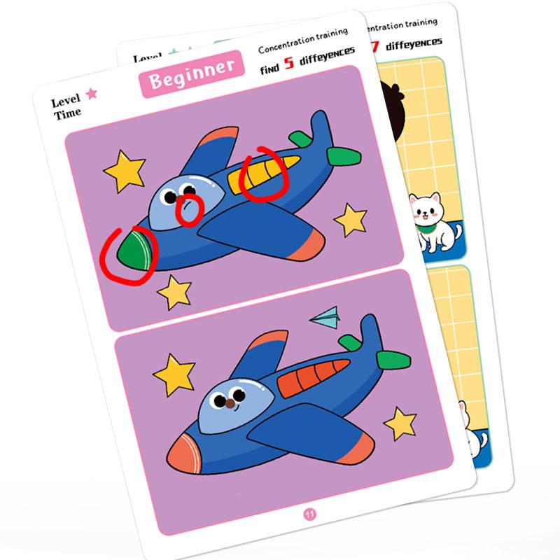 Cross-Border Erasable Training Cards - Educational Spot the Difference Game for Early Learning and Attention Development