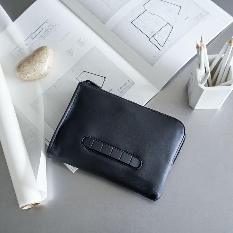 Offizielle Clutch-Tasche Hergestellt von Baseball-Handschuhhersteller S Echtes Leder Handtasche Langes Portemonnaie Klein SCHLANK A5 TRION Schwarz [Tomoe] [Tryon] Herren