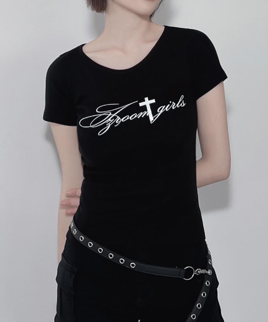 Ijeulum Girls Slim Fit Short Sleeve T-Shirt (Black)