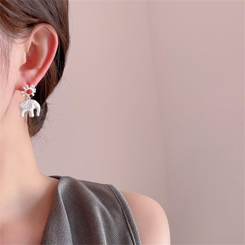 Trendy Elephant Design Earrings Sturdy Alloy Comfort Fit Allergy Resistant FStylish Elephant Ear Studs or Sensitive Skin