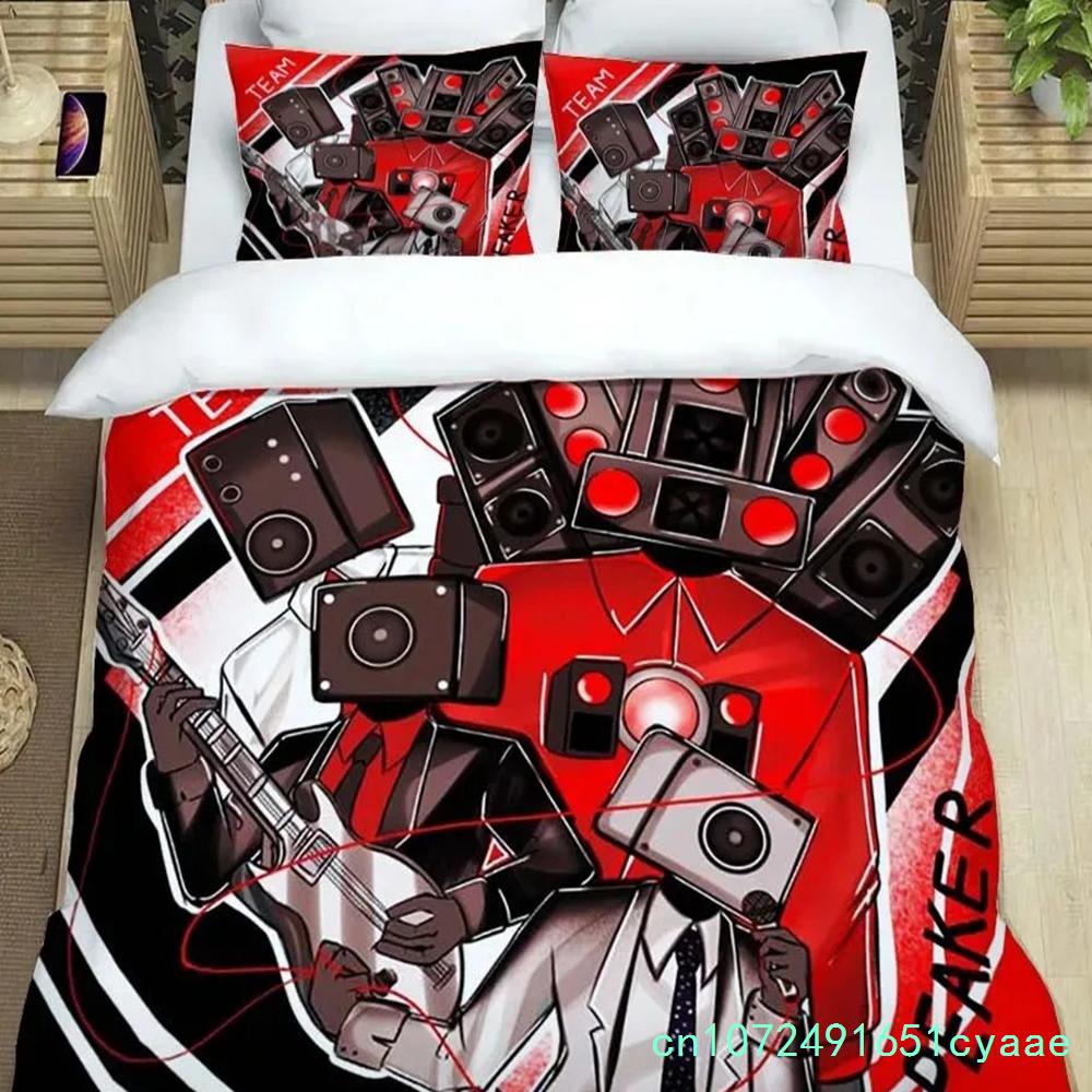 Cartoon Print Duvet Cover With pillowcase, Skibidi Toilet Duvet Cover Set Home Bedroom Bedding Set Adult Bedroom Boy Duvet Cover