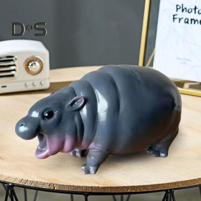 Hippo Ornament Resin Mini Hippo Figurine Tabletop Hippopotamus Sculpture for Home Office Bookshelf Desk Decor Hippo Lovers Gift