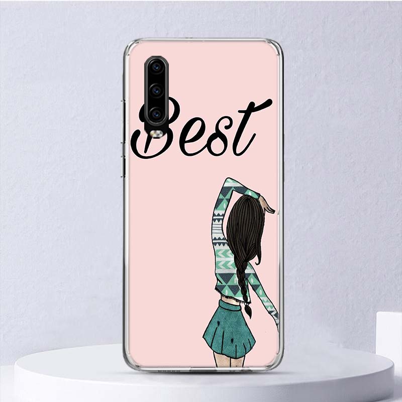 Mädchen Beste Freunde Für Immer BFF Weichen Fall Für Huawei P30 Lite P40 P20 P10 P50 Pro Telefon Abdeckung Mate 20 30 40 10 P30Lite Shell Fund
