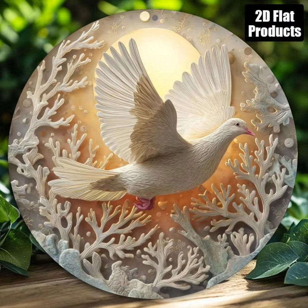 2D Round Metal Sign 8x8 Inch Pigeon Wall Art Rustproof Home Bar Cafe Office Decor Holiday Gift