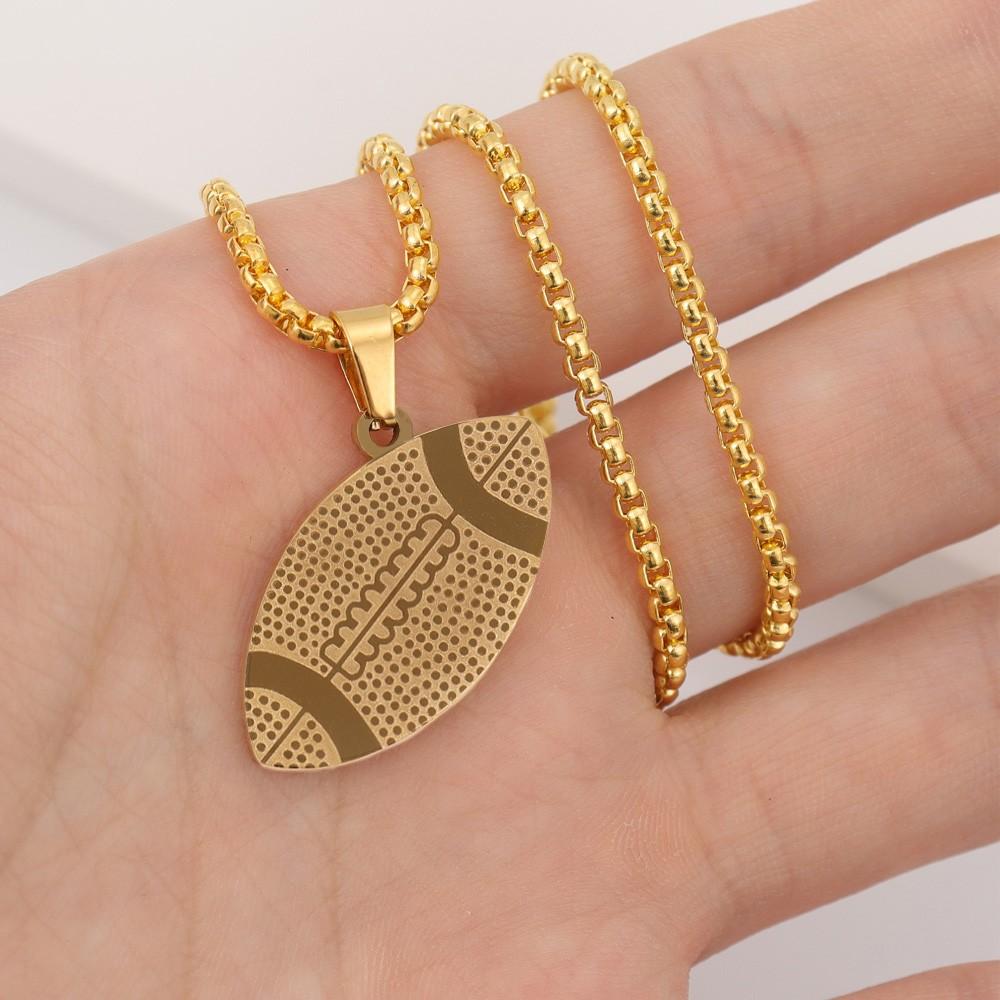 Schlichter Mode Sportlicher Stil Allround-Rugby-Halskette Hip-Hop Punk-Stil Titanstahl-Anhänger Liebhabergeschenk Weihnachtsgeschenk