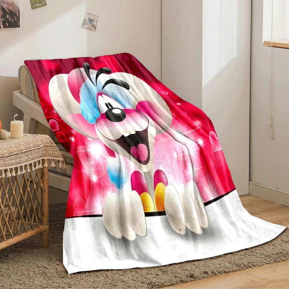 A Cartoon Character with Heart Shapes On a Sparkling Red Background. for All Seasons Blanket Lunch Break Throw Gift