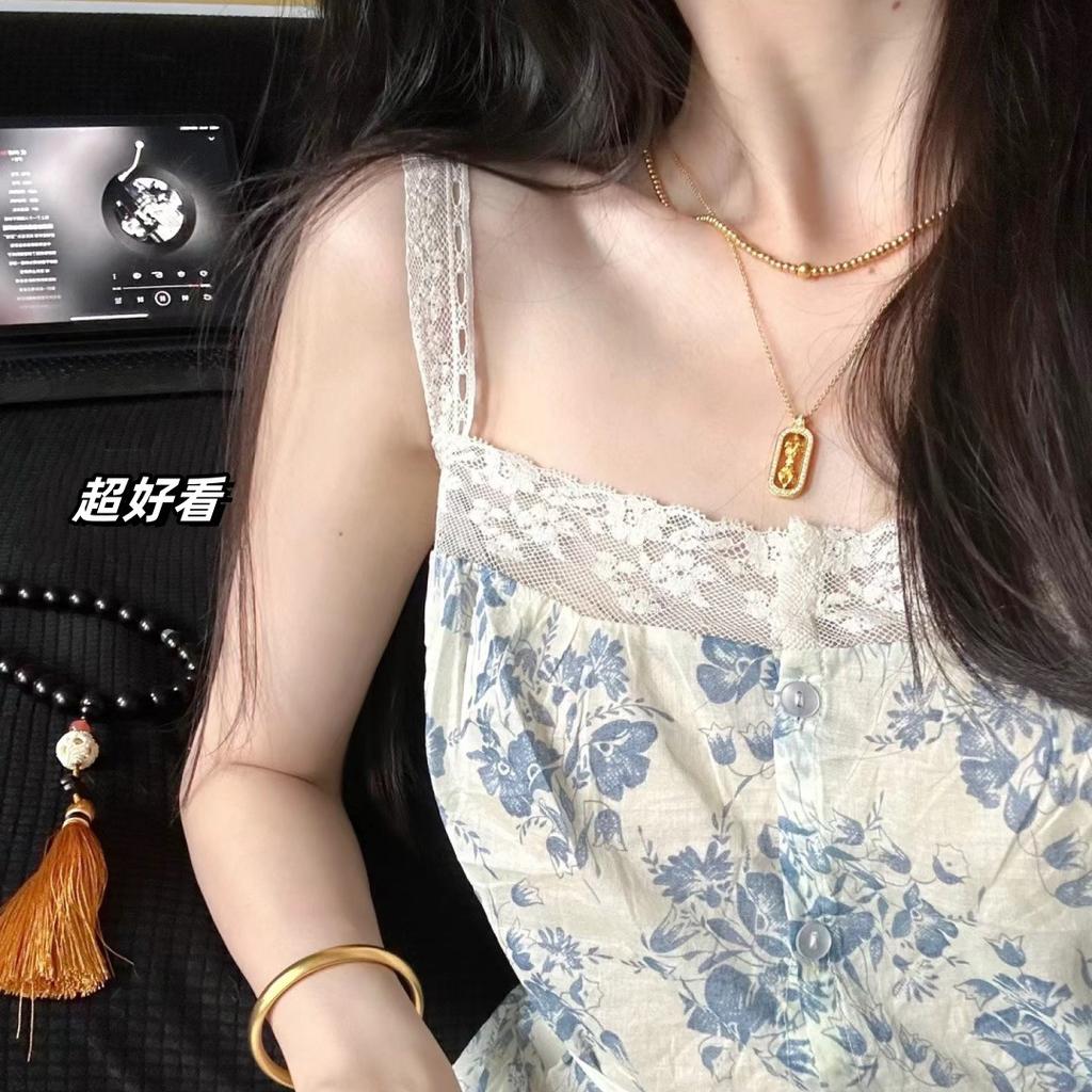 Medieval Vintage Wei Xue Same Cross Diamond Pestle Necklace Retro Diamond-Encrusted High-End Sense Stacked Pendant Accessories