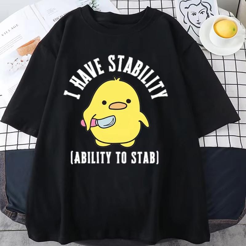 Новая Футболка с надписью I Have Stability Ability To Stab Мужская Женская Модная Графическая Футболка с Мемом про Утку Мягкая Унисекс Футболка Дышащие Топы - M... S разноцветный