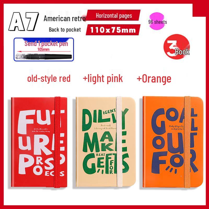 A7 Mini Retro American Pocket-Sized Notebook - Ideal for Students and Birthday Gifts