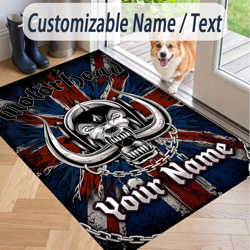 Custom Text Printed Rug Motorhead Non Slip Floor Carpet For Home Room Decor