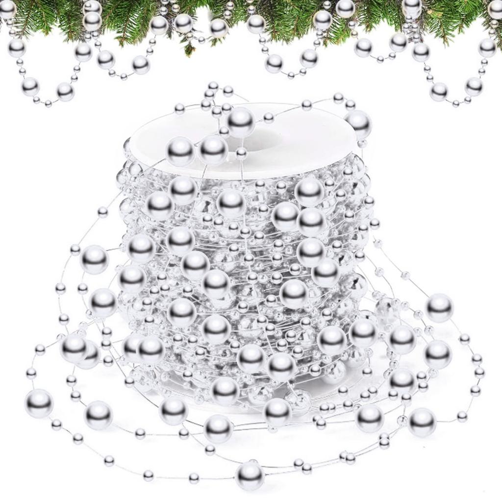 1 Roll Prl Bds Chain Artificial Prl Strand Trim String for Flower Wrth Wedding Bouquet Party Decoration