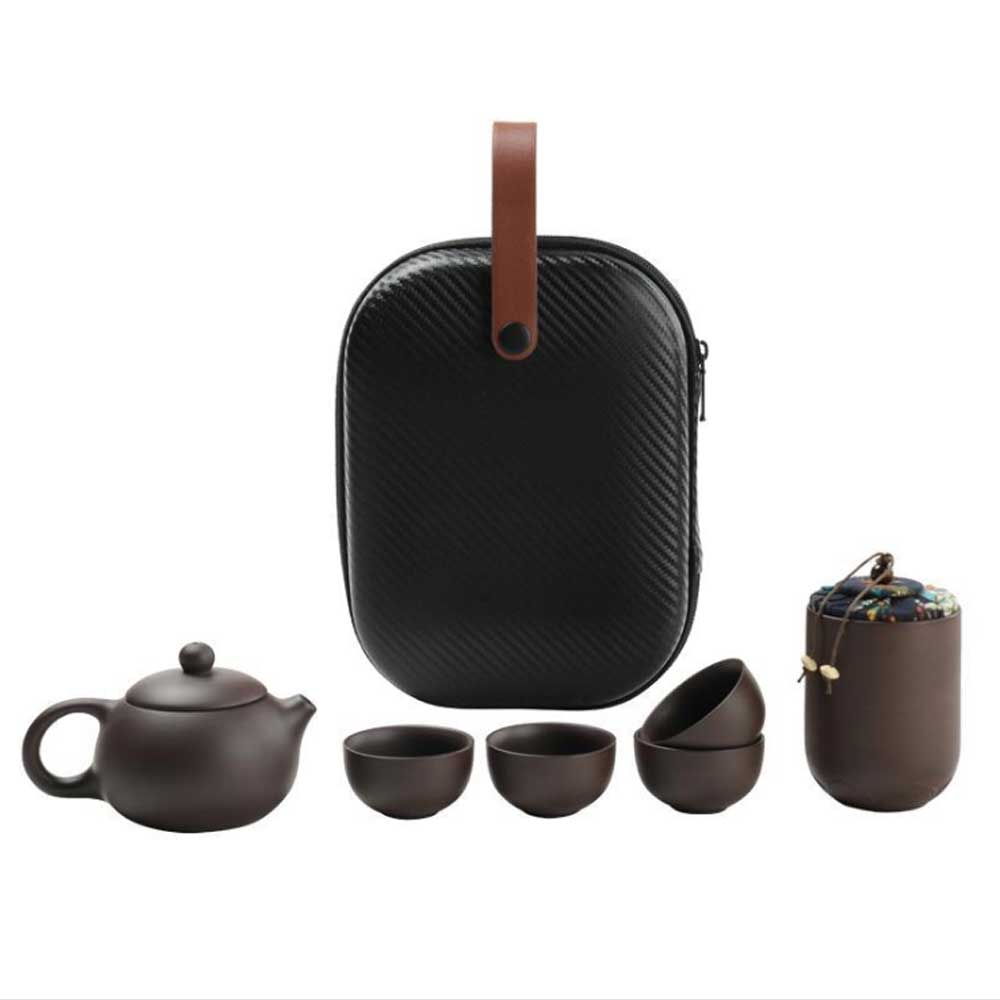 7 Pcs Purple Sand Cup Tea Puer Teapot Portable Outdoor Travel Kung Fu Teaware Ceramic Utensils Ceremony Set Teacup Fine Gift