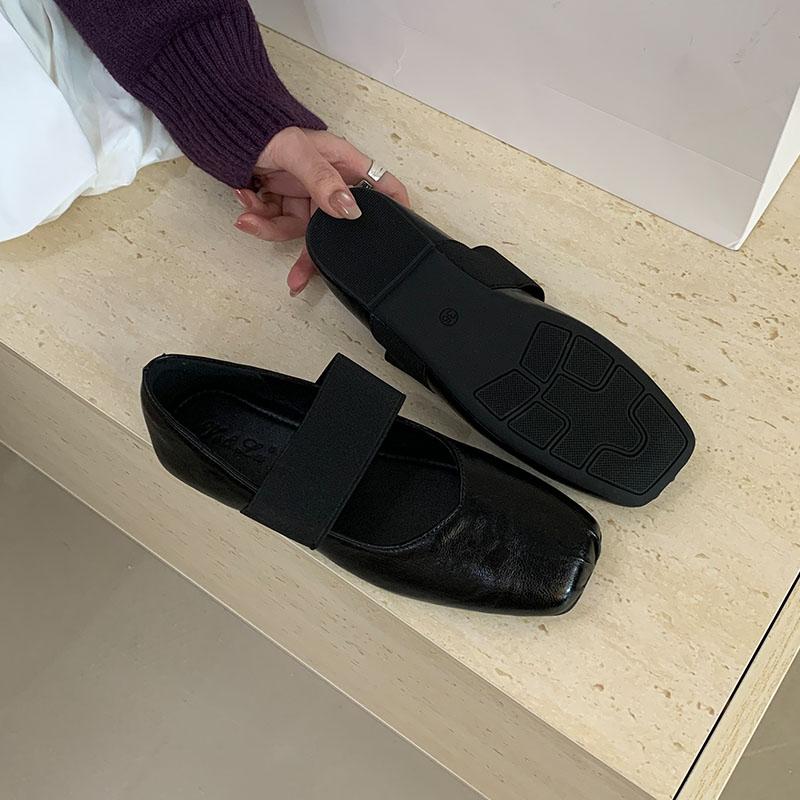 Fashion Fashion Elastic Band Ladies Mary Janes Flats Shoes Casual Female Square Toe Footwear Shallow Women Flats Slip On Shoes