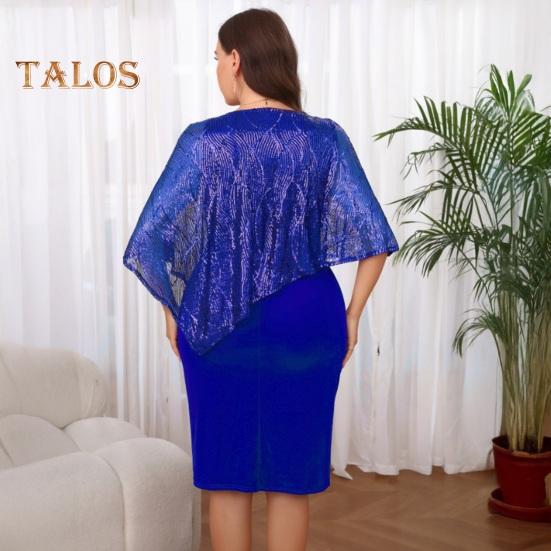 Ärmelloses Damen-Umhangkleid mit Paillettenbesatz Übergroßes Pailletten-Bodycon-Bleistiftkleid Damen Abend-Midikleid