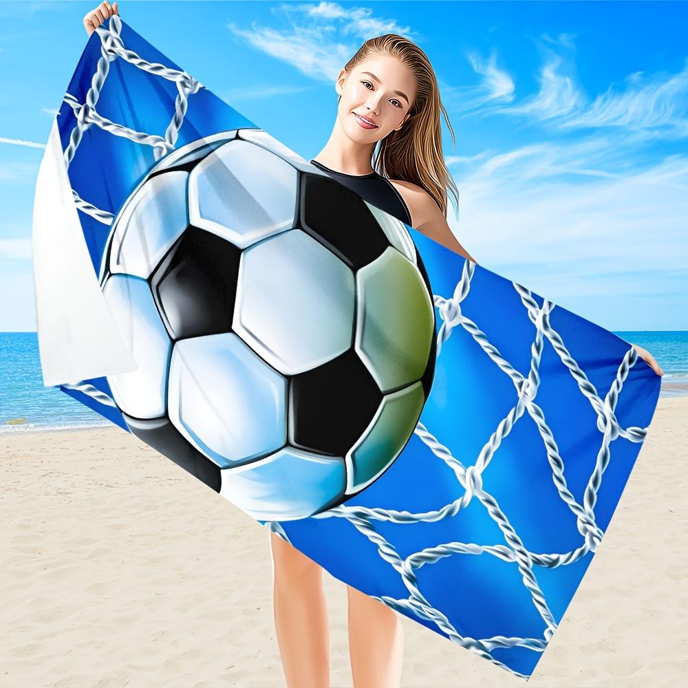 Football Pattern Microfiber Beach Towel Soft Absorbent Quick-Dry Lightweight Machine Washable for Swimming Camping Bathing Yoga