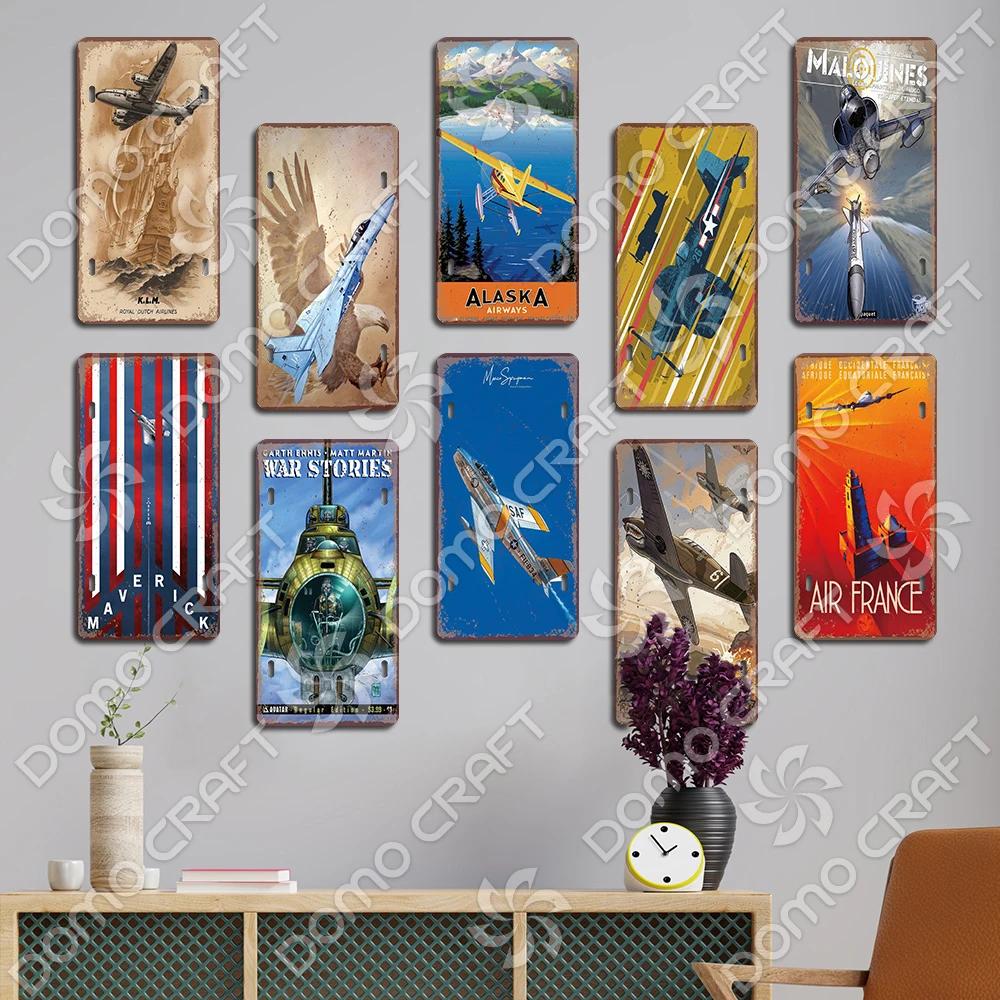 Air Races Metal Plate Tin Signs Retro Top Gun Airplane Metal Poster Garage Club Bar Home Wall Decoration 15x30cm