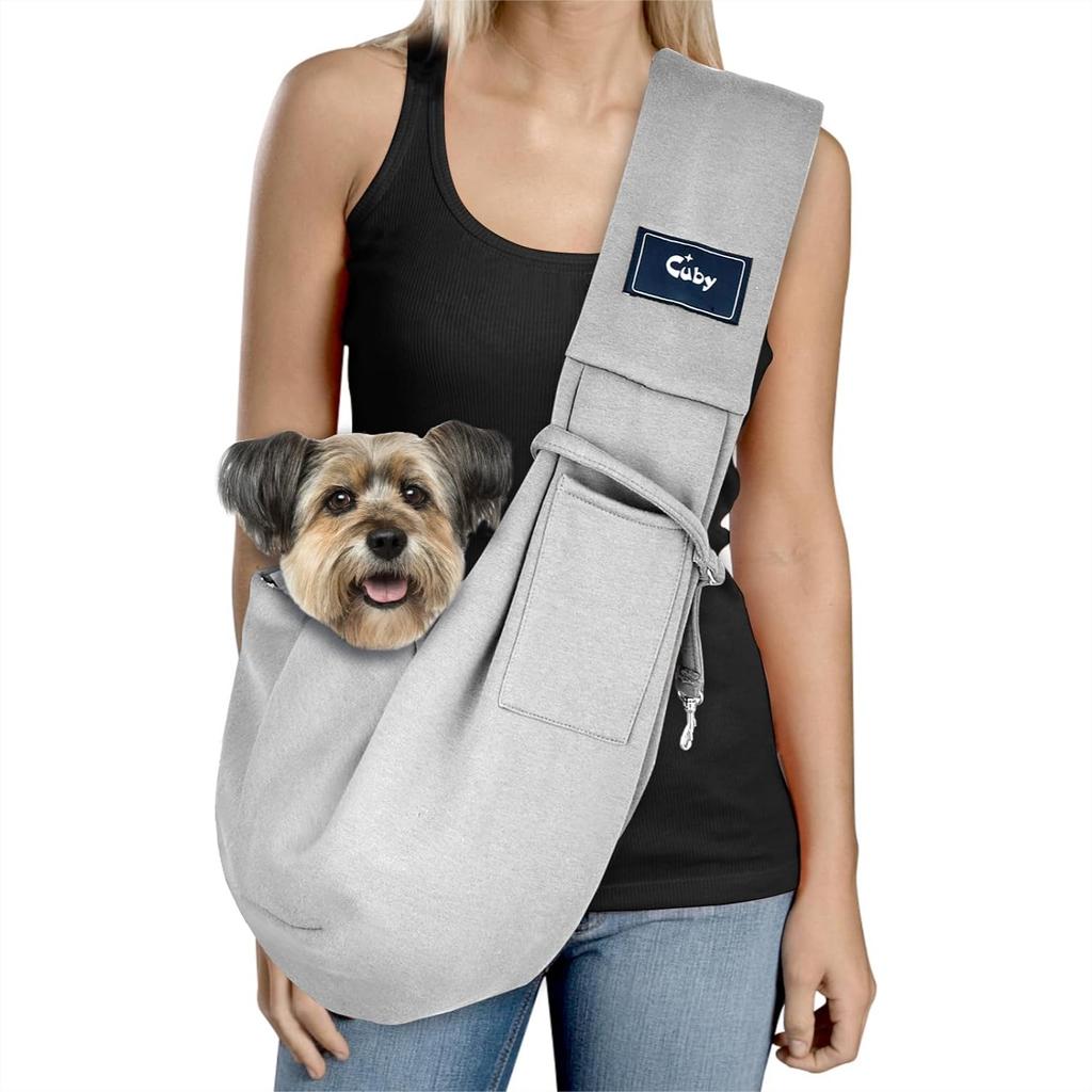 Hands Free Dog Cat Carrier Sling for Small Pets with Soft Breathable Cotton and Reversible Design