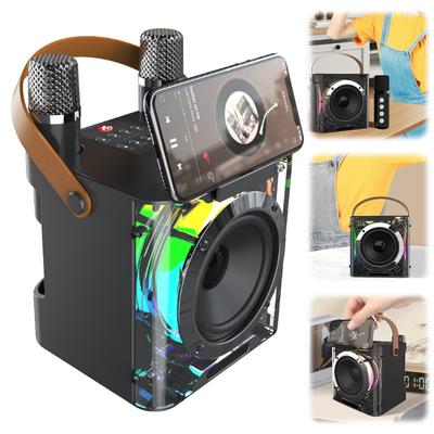Stereo Surround Speaker Music Rhythm Light Subwoofer Music Player Rechargeable High Power Karaoke Machine for Outdoor Picnic