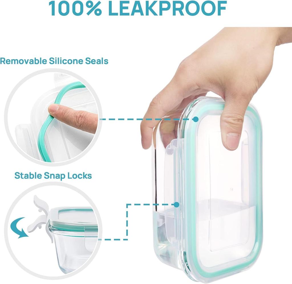 Glass Food storage Side dish meal prep airtight tupper Sealed containers preservation kitchen organizers Packed bento lunch box