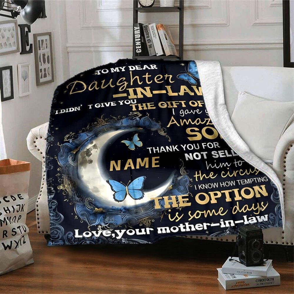 Gift Of Life To Dear Daughter In Law Multi Purpose Customizable Blanket Customize Your Name Comfortable Great For Sofa Couch Office Bed Picnics Four