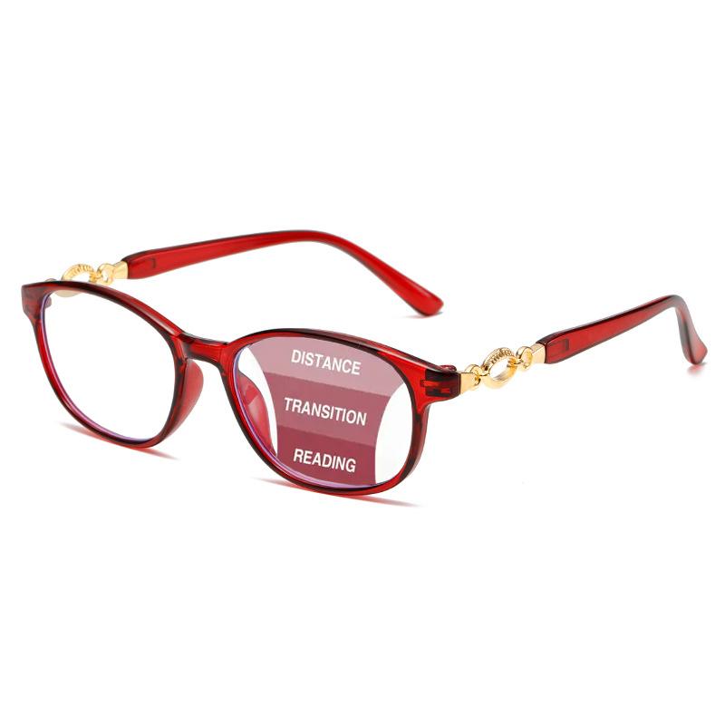 

3-in-1 Multifocal Reading Glasses Ultra-Light PC Frame for Women Easy Far Near Vision Presbyopia Glasses 3