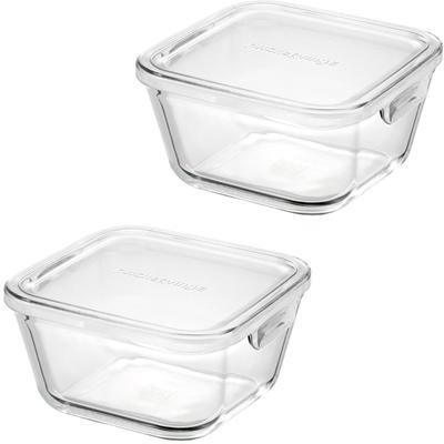 Iwaki Glass Skladovací Sada pro Mikrovlnnou troubu a Troubu Urban Pack Gratinové Pečicí Nádoby Tepelně Odolné Nádoby, Bezpečné, Hluboké, 2, Čiré, A Sporák, F3247HM2UC, Mísa,