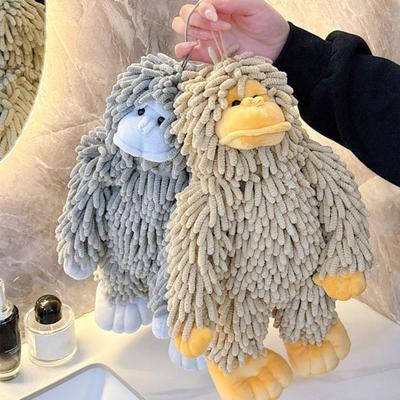 Yousheng Gorilla Puppe Handtuch Chenille Flauschiges Tier Dekotuch Saugfähig Niedliches Gorilla Handtuch mit Aufhängeschlaufe für Küche Badezimmer