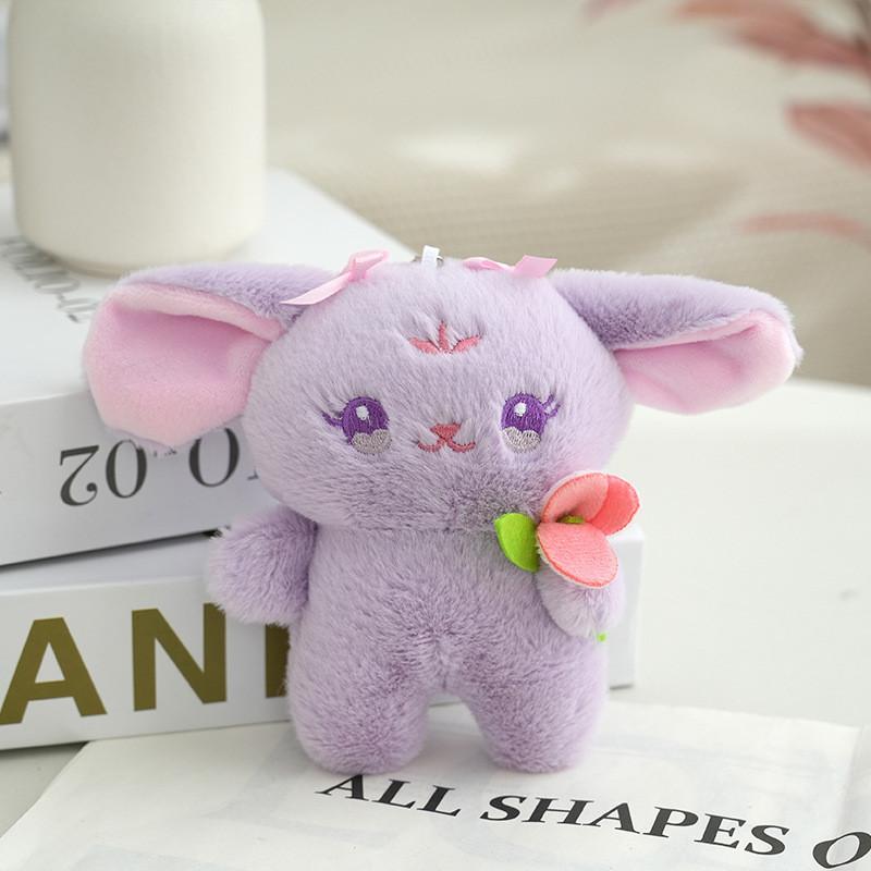 Adorable Flower Bunny Plush Toy Keychain Cute Soft Short Plush Material