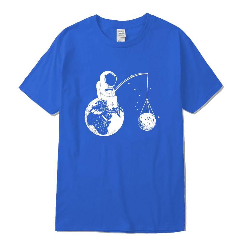 Summer Casual Men High Quality T-shirt 100%cotton Loose Funny Design Astronaut Printing for Men Top Cool Tshirt Male Tee Shirts
