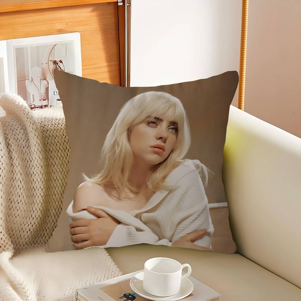 Singer B-Billie-Eilish Decorative Room Aesthetics Pillow Case Home Decor Bedroom Sofa Bed Couch Pillow Cover 45x45