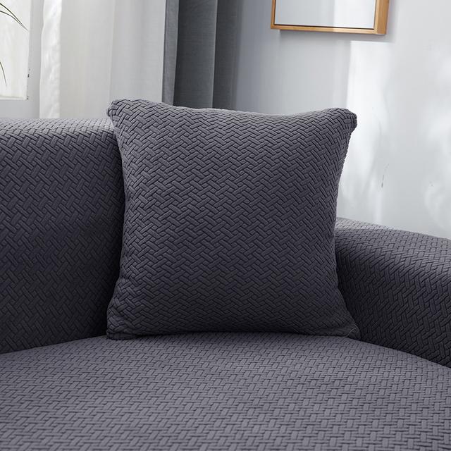 

Jacquard Knitte Twill Throw Pillow Cover Gentle Solid Decorative Square Cushion Cover Used For Sofa Furniture Bedroom Home 45x45cm Cozy Pillowcase 1 PC темно серый