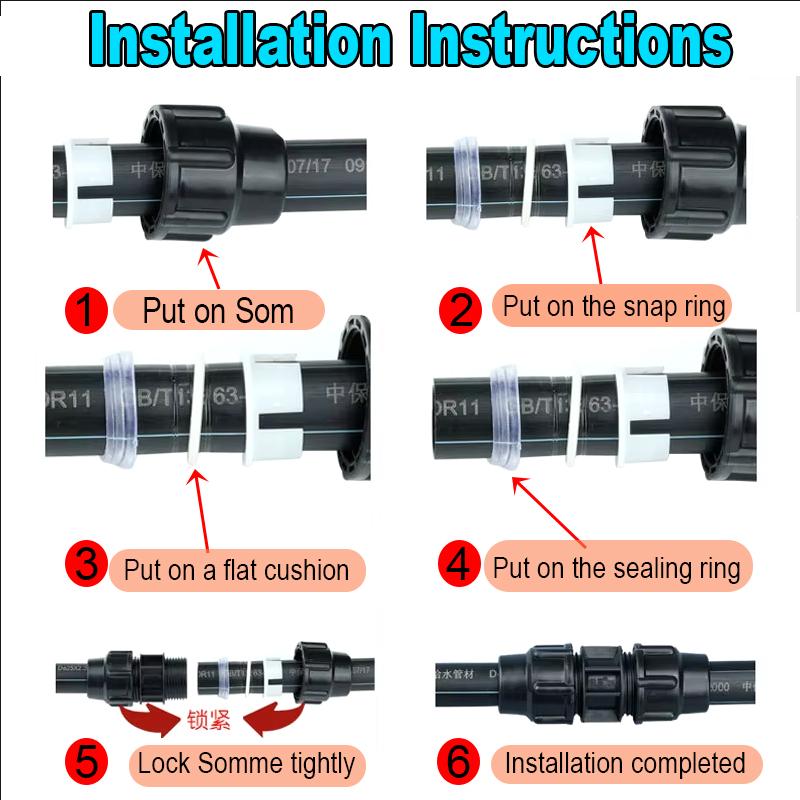 PE Pipes Reducer Connector 20/25/32/40/50/63mm Plastic PVC Fittings Reducing Water Pipe Joint for Irrigation