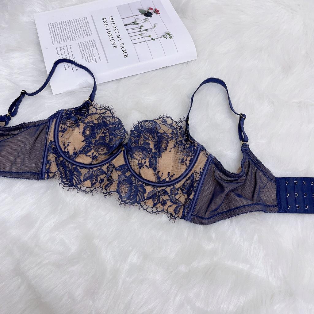 Soutien-gorge en dentelle sexy Soutien-gorge français à oreilles de lapin Couverture de soutien-gorge à armatures souples Soutien-gorge au design fin Lingerie froncée et ajustée pour femmes