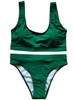 Chic Pittig Effen Tweekleurig Zwempak voor Dames - Sexy Sportieve Bikini 2025, Zwart