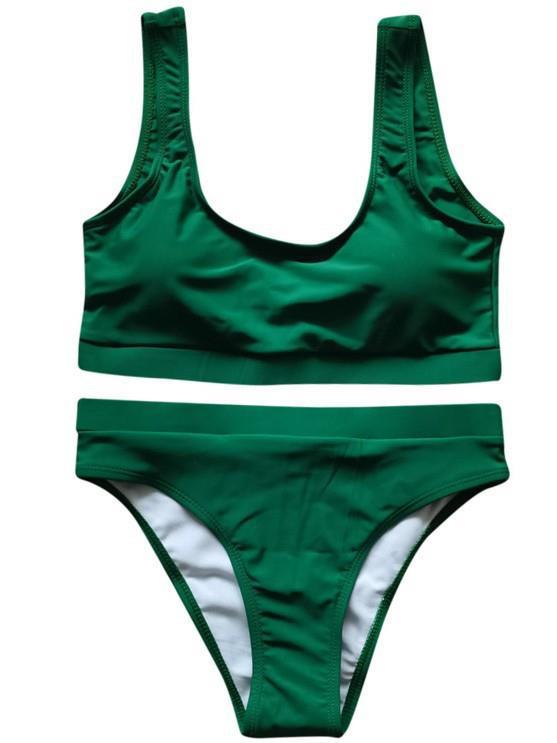Chic Pittig Effen Tweekleurig Zwempak voor Dames - Sexy Sportieve Bikini 2025, Zwart