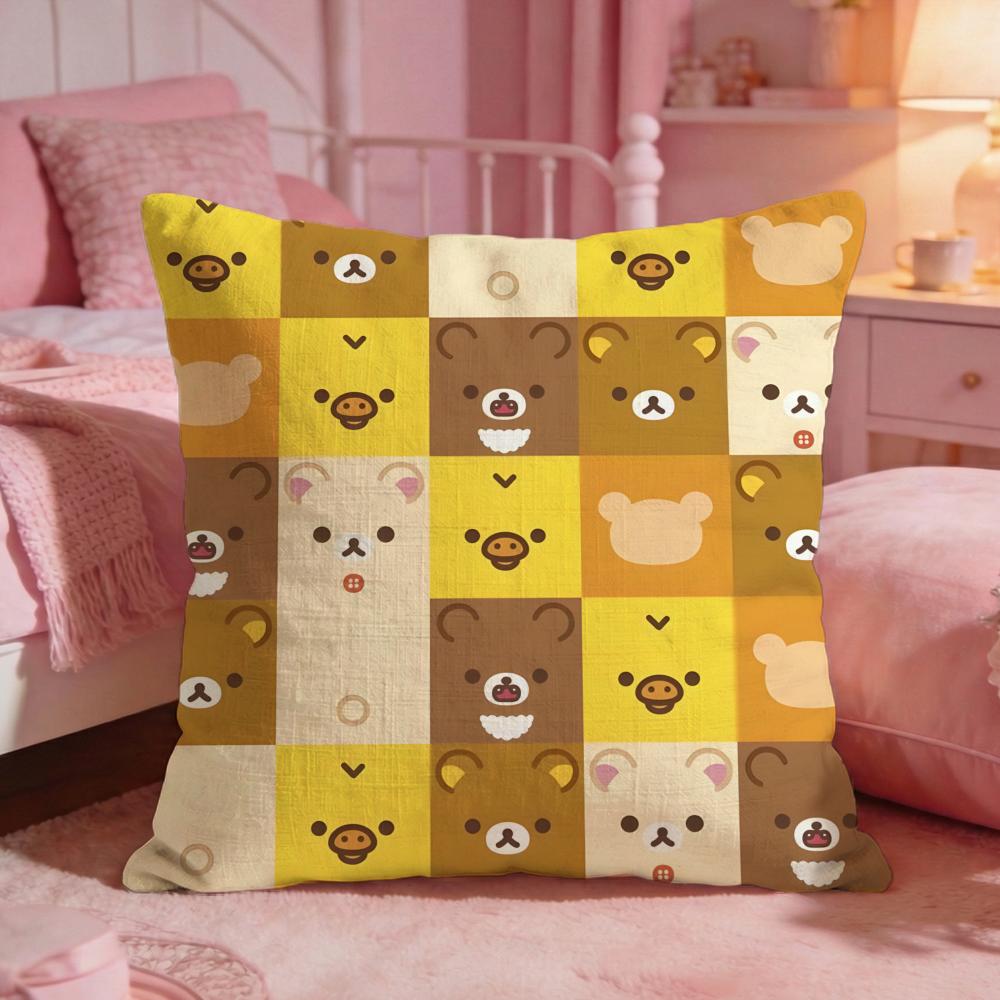 RRirakkumas Cute Bear Cushion Cover Premium Comfort Reversible Pillow Cove Two In One Design For Any Room Car Interior
