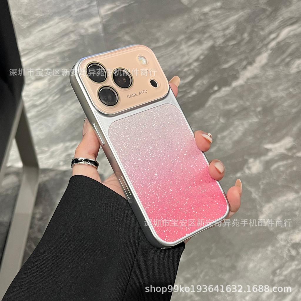 The new gradual change glitter protective case is suitable for iPhone17promax light luxury second change 17 European and American Apple mobile phone