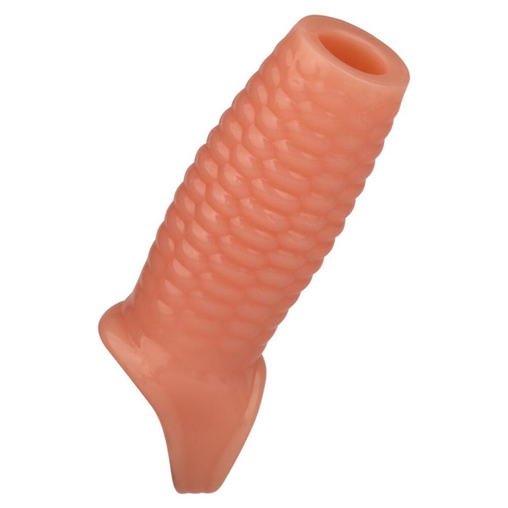 Silicone Riutilizzabile Manicotto Del Pene Flessibile Glande Ingrandimento Del Pene Extender Ritardo Eiaculazione Cock Ring Manica Giocattoli Adulti Del Sesso Per Gli Uomini