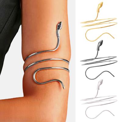 Metal Coil Upper Arm Bracelet Swirl Spiral Snake Armband Adjustable Open Cuff Armlet Bangle for Women Girlfriend Wife Daughter