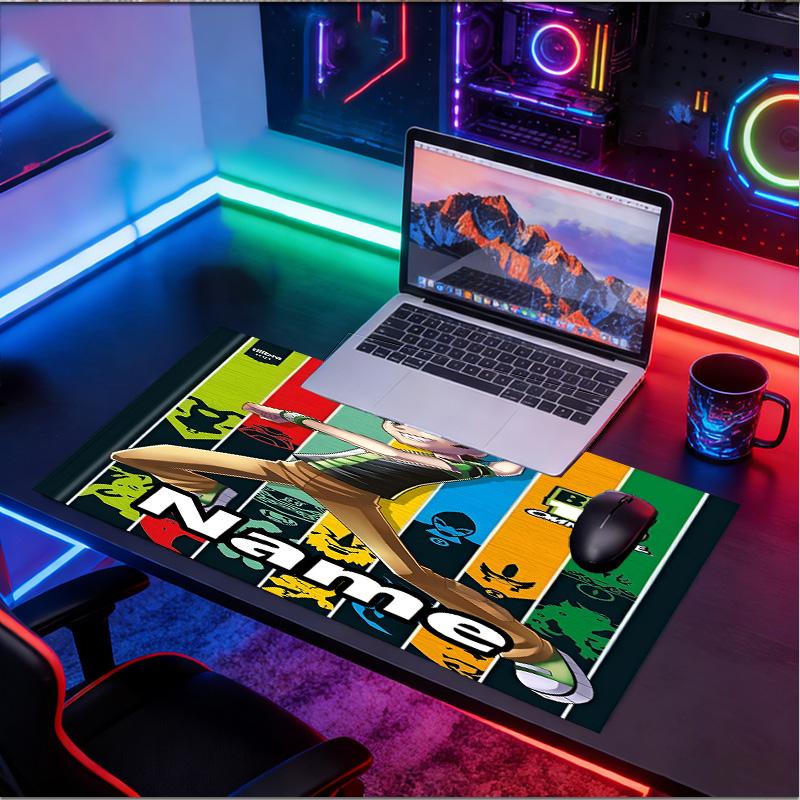Custom Name Personalized Ben 10 Cartoon Pattern Mousepad, Laptop PC Desk Mat, Decorative Desk Mat for Home Keyboard Pad Gift