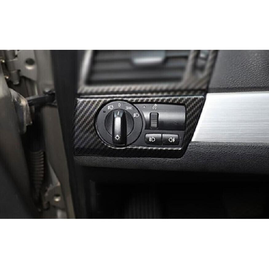 For BMW X3 E83 2006-2010 Real Carbon Fiber Headlight Control Button Cover Trim