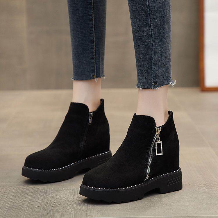 Martin boots women's thick-soled inner heightening side zipper short boots new autumn and winter fashion versatile non-slip boots women