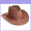 Western Cowboy Hat With Suede Fabric For Party Costumes And Sun Protection
