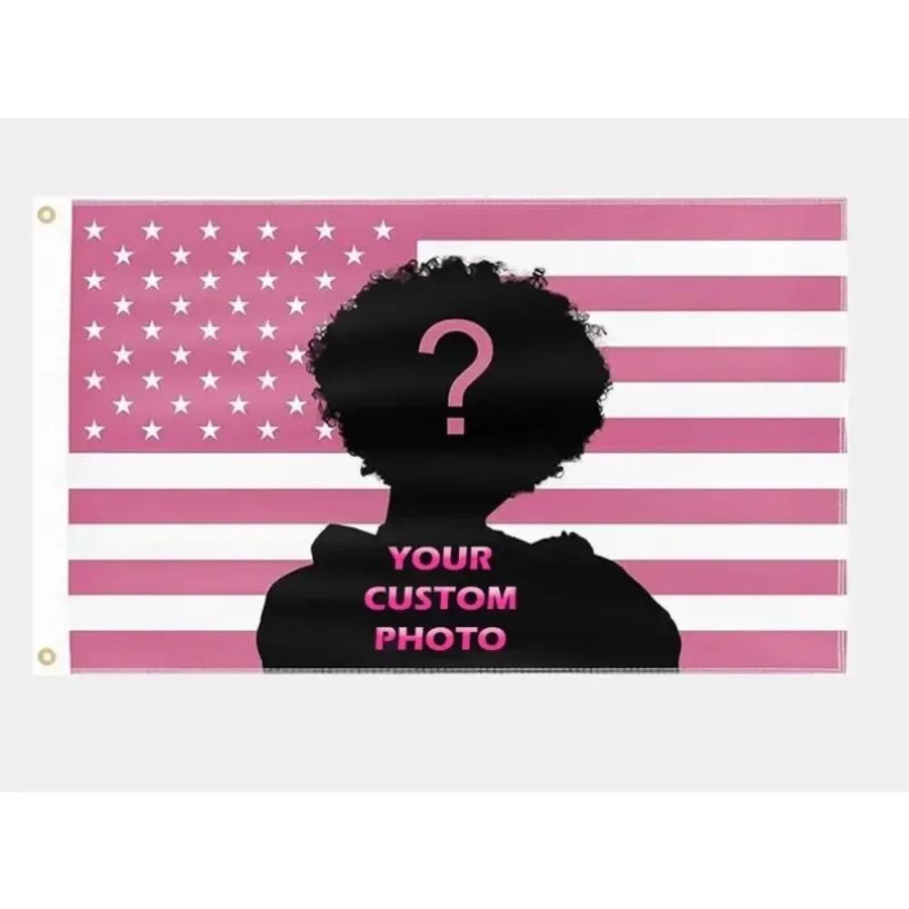 Custom Pink USA America Flag 3X5 Ft Personalized Flags Design Your Image Funny Tapestry Poster Dorm Room, Living Room, Bedroom