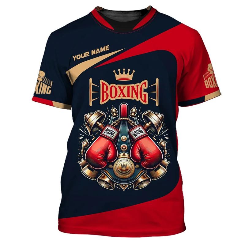 Boxing Series Men's Cool Fighting Pattern T-Shirt 3D Printed Personality Daily Leisure Fashion Sports Round Neck Short Sleeved T-shirt