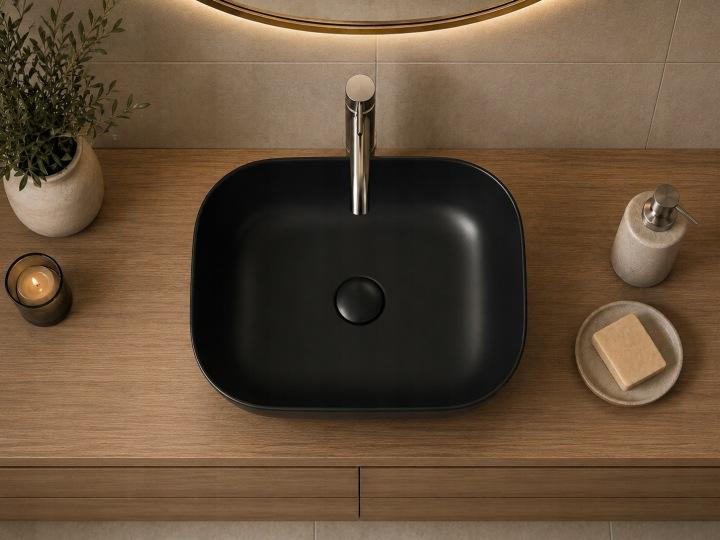 Lusso countertop washbasin 45.5X32.5 CM oval black matt
